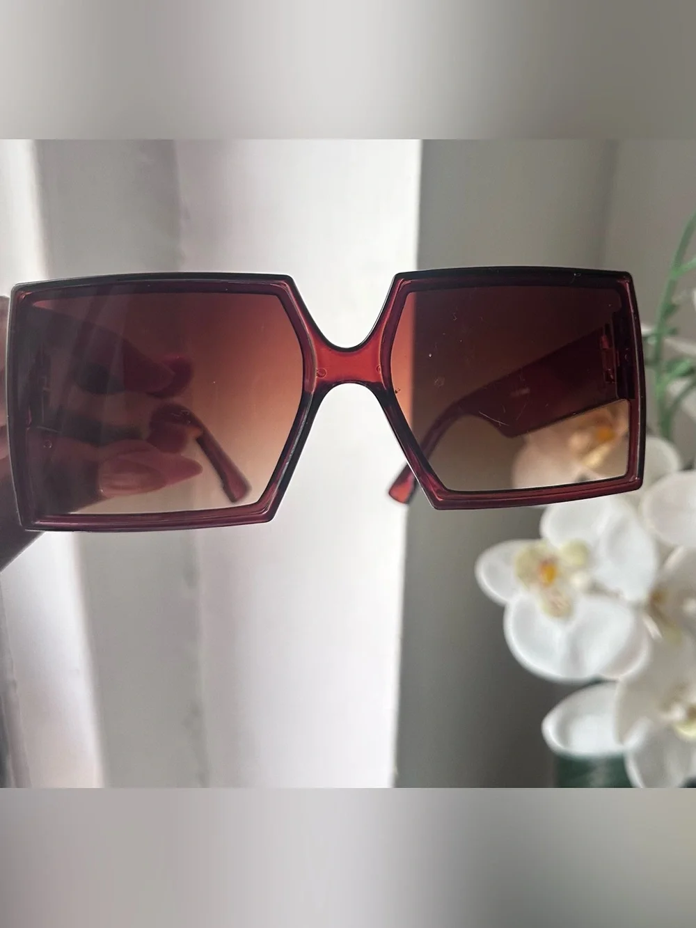 Hexagon Oversized Sunglasses in Deep Red